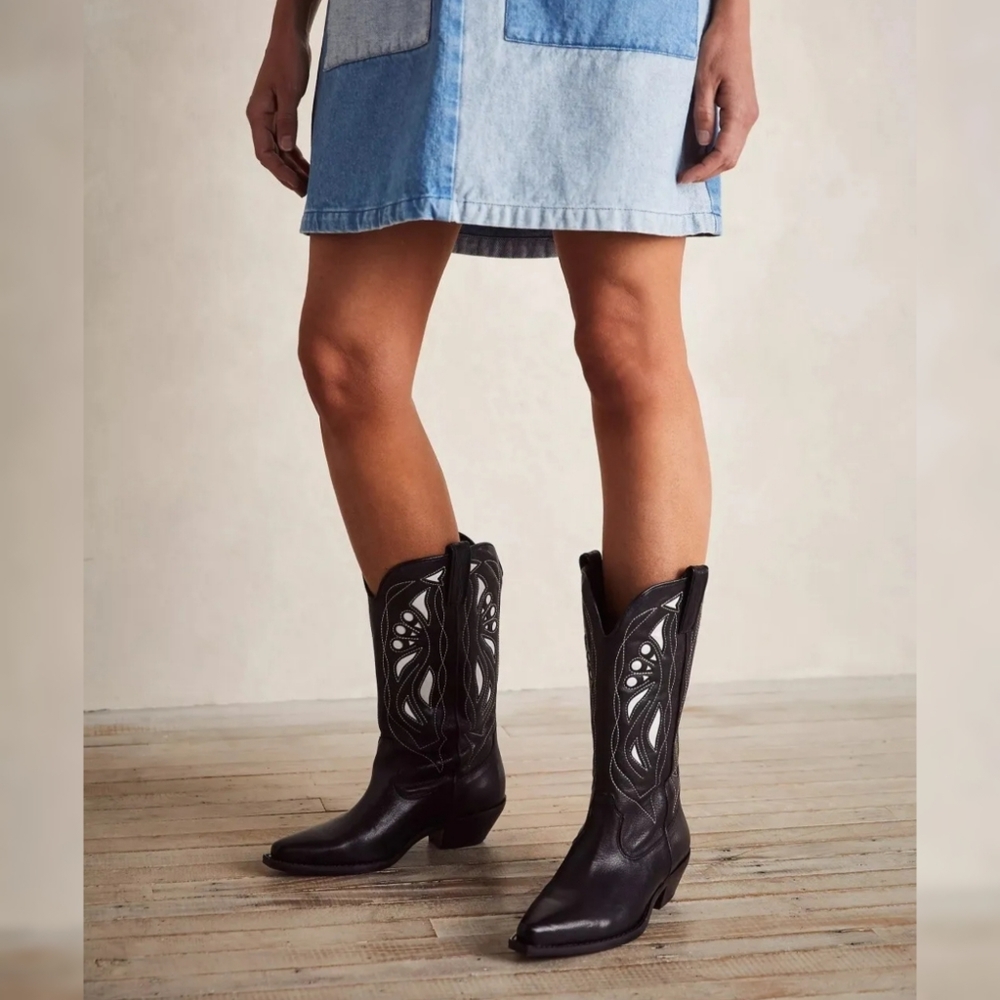 Free People Rancho Mirage Embroidered Western Leather Boots